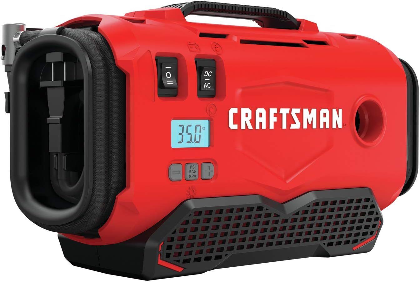 craftsman v20 tire inflator compact and portable automatic shut off digital psi gauge bare tool only cmce520b red 1